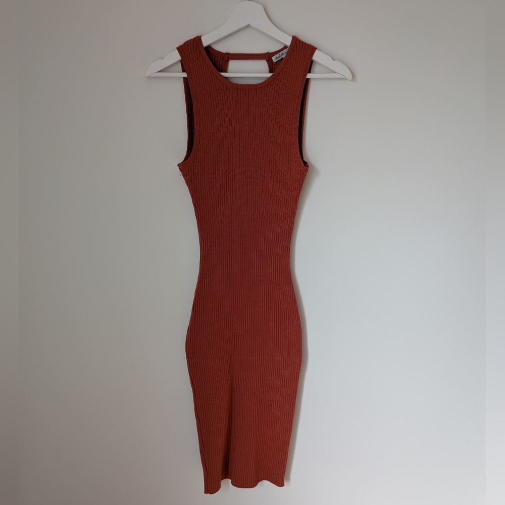 Sleeveless Ribbed Midi Dress in Rust (size small) knit stretch y2k Streetwear